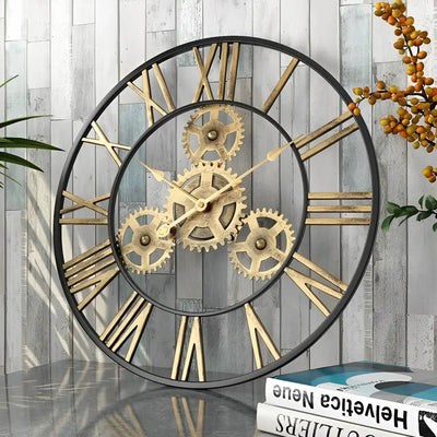 Horloge Murale Design 3D - Horloges murales - or et noir / 60 cm