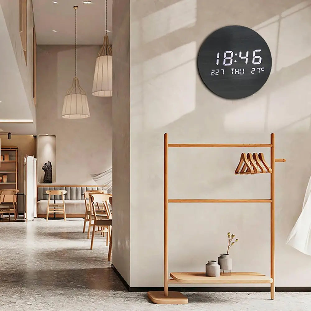 Horloge Murale LED en Bois Massif - Horloges murales - A-Brown