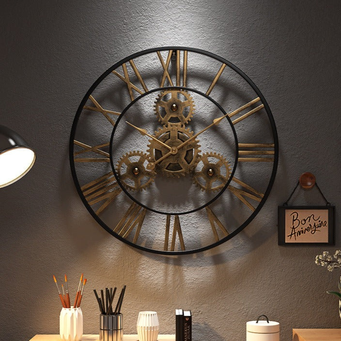 Wanduhr Schwarz Gold