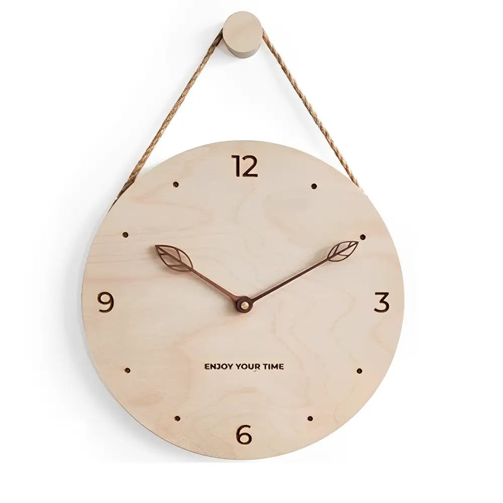 Horloge Murale en Bois de Bouleau - Horloges murales - Style de feuille / 25 cm